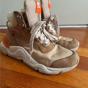 Sorel Brown and Orange High-Top Sneakers